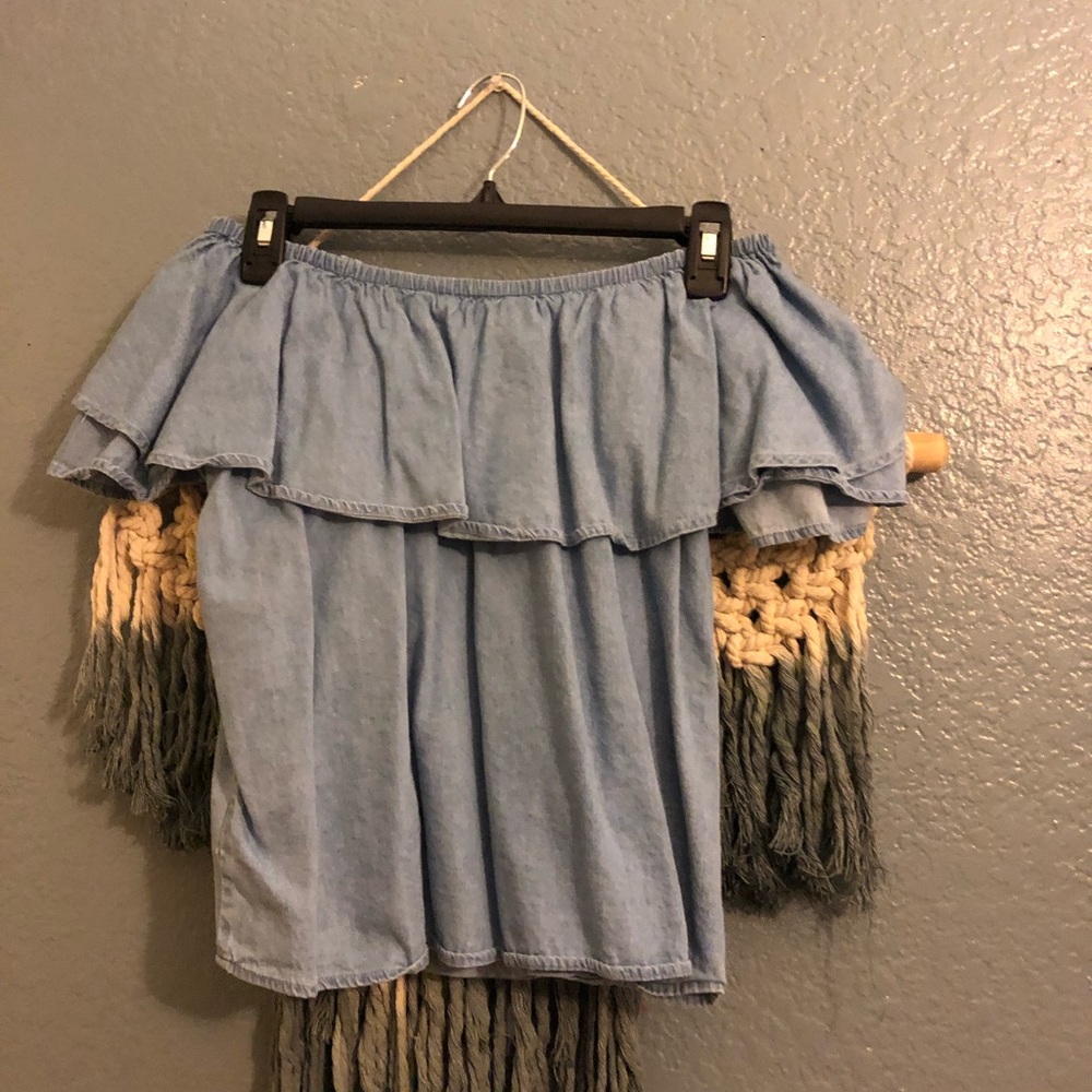 Denim like off the shoulders shirt